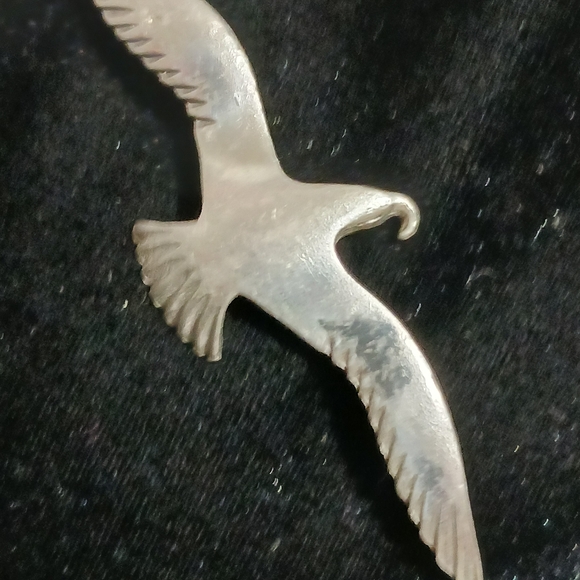 Vintage Modernist Pewter Marked Seagull Brooch Pin - Picture 3 of 8